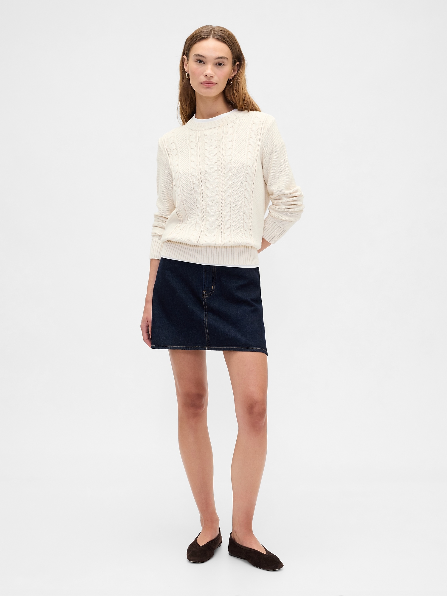Gap Factory Cable-knit Crewneck Sweater In White