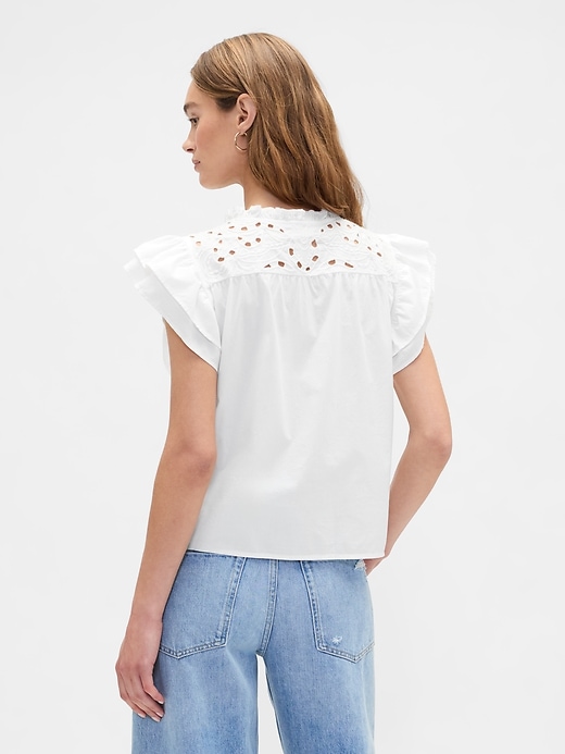 Image number 2 showing, Relaxed Poplin Flutter Sleeve Top