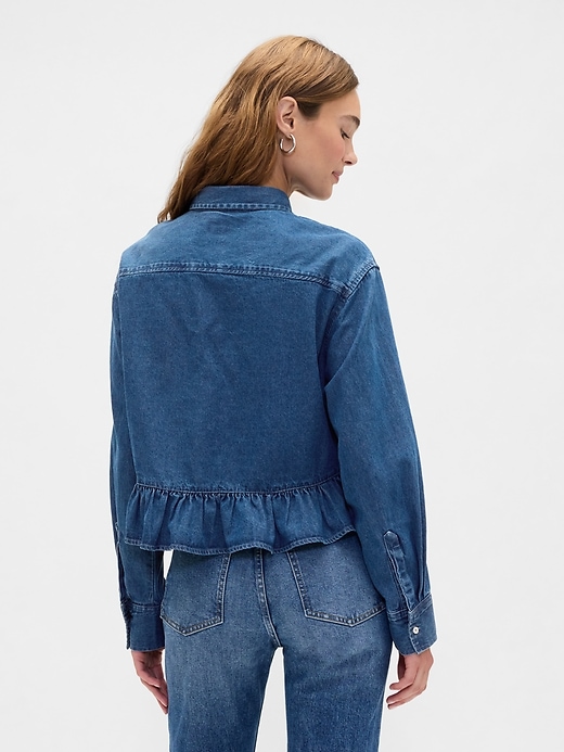 Image number 2 showing, Relaxed Cropped Poplin Peplum Shirt