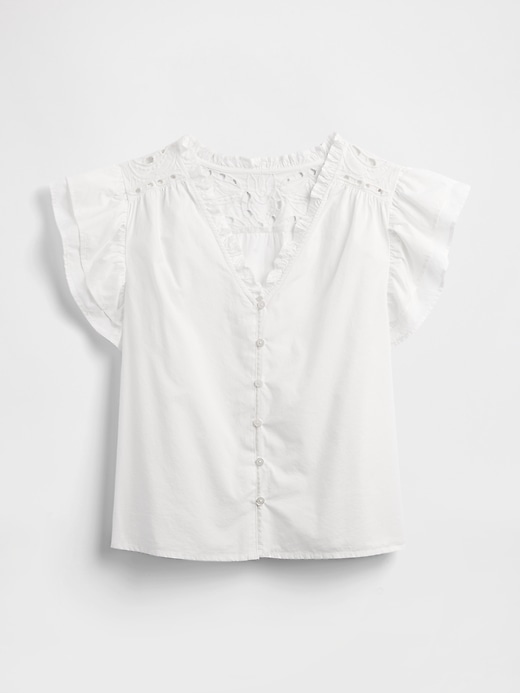 Image number 5 showing, Relaxed Poplin Flutter Sleeve Top