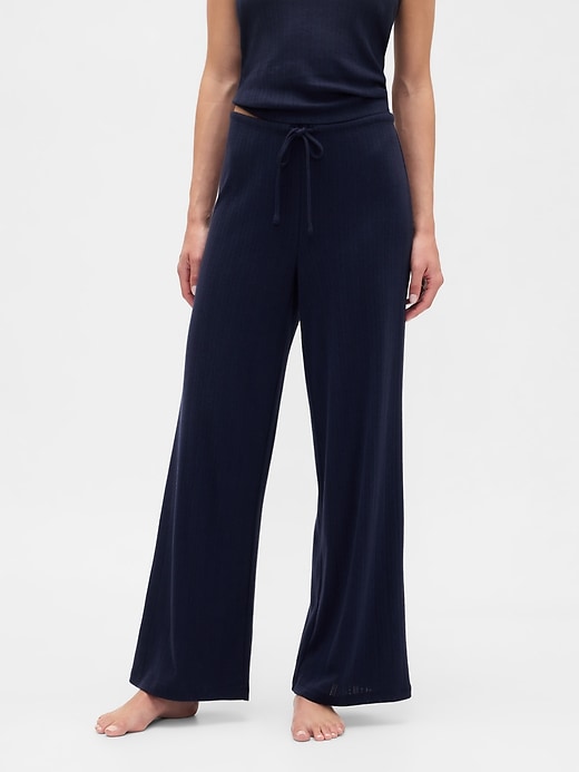 Image number 3 showing, Relaxed Pointelle Wide-Leg PJ Pants