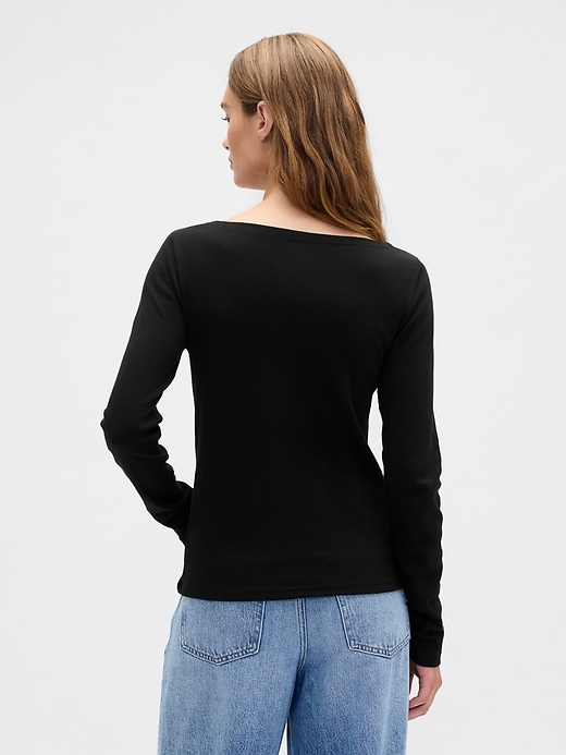 Image number 2 showing, Modern Ribbed Boatneck T-Shirt