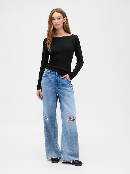 Image number 3 showing, Modern Ribbed Boatneck T-Shirt