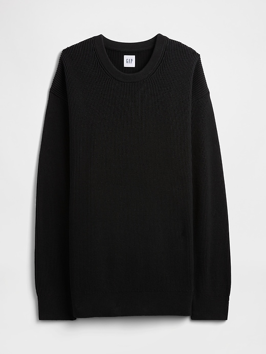 Image number 5 showing, Oversized Fisherman-Stitch Crewneck Sweater