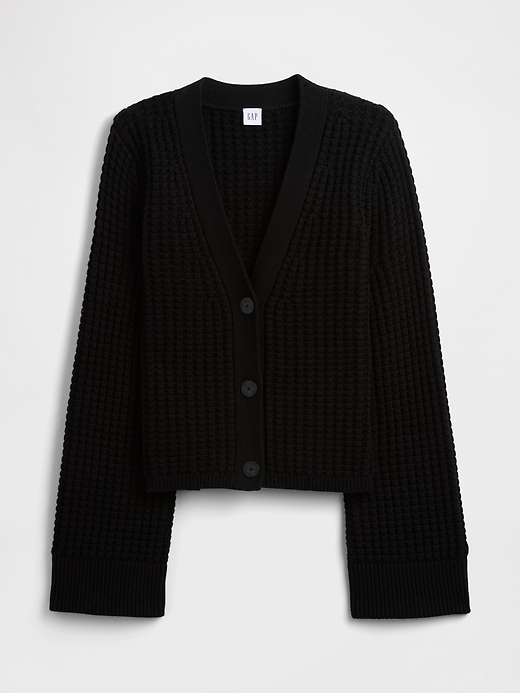 Image number 5 showing, Relaxed Waffle-Knit Cardigan