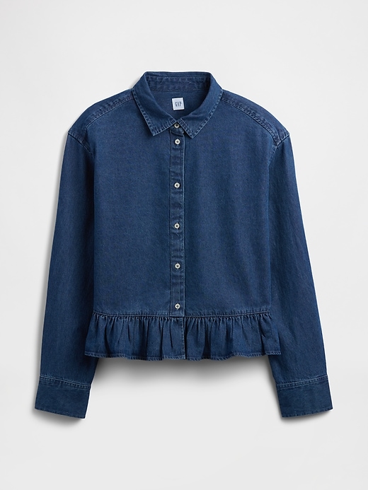 Image number 5 showing, Relaxed Cropped Poplin Peplum Shirt