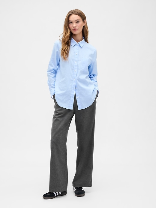 Image number 1 showing, Recycled Mid Rise Easy Wide-Leg Pants