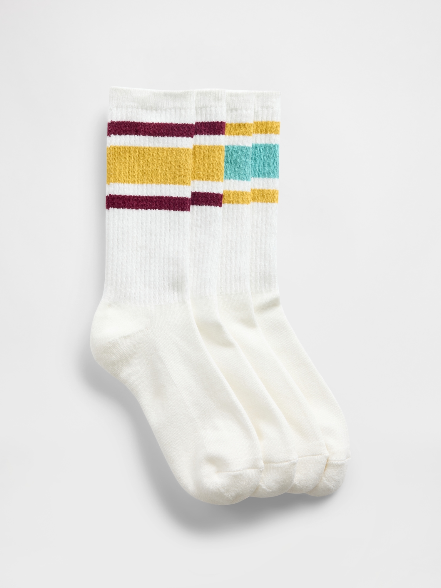 Crew Socks (2-Pack) - White Multi Stripe
