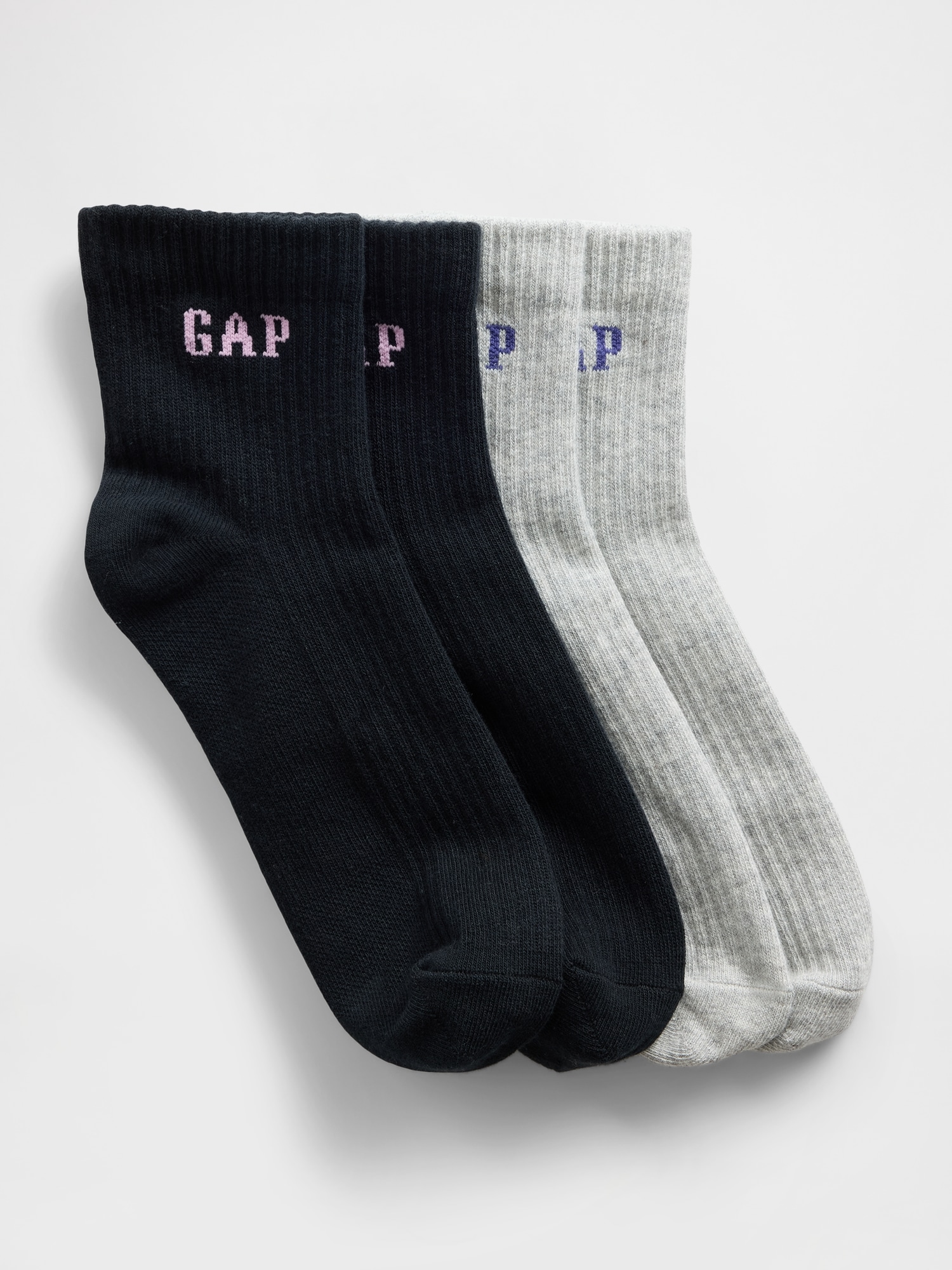 Gap Logo Quarter Crew Socks (2-Pack) - Gray