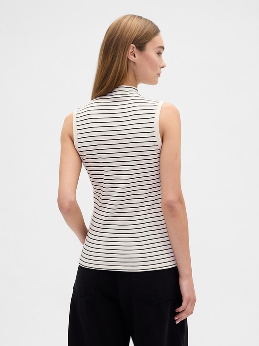 Image number 2 showing, Modern Ribbed Stripe Mockneck Tank Top