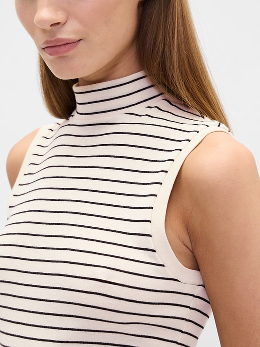 Image number 4 showing, Modern Ribbed Stripe Mockneck Tank Top
