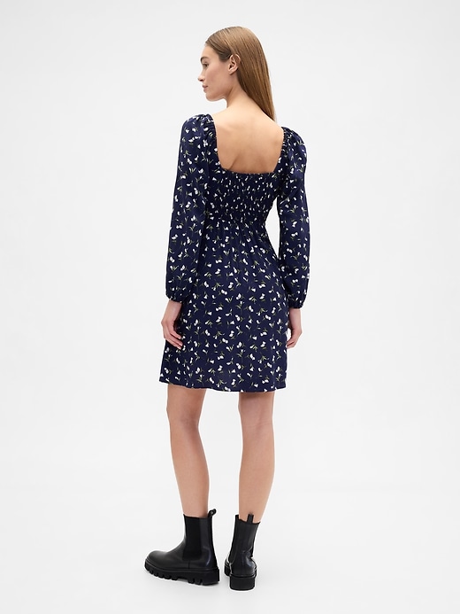Image number 2 showing, Smocked Print Mini Dress