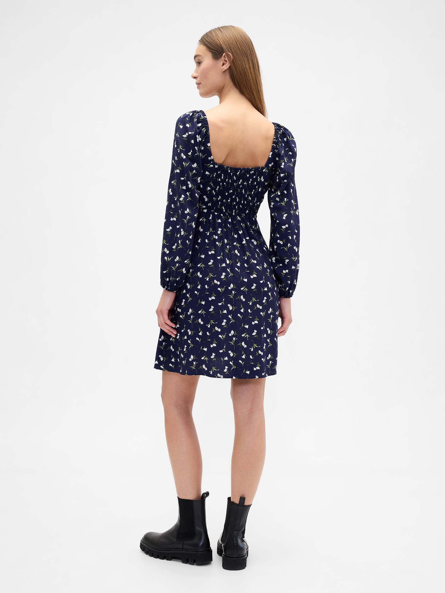 Gap Factory Smocked Print Mini Dress In Blue