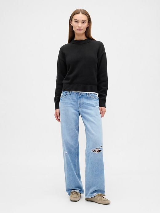 Image number 3 showing, Relaxed Cropped Crewneck Sweater