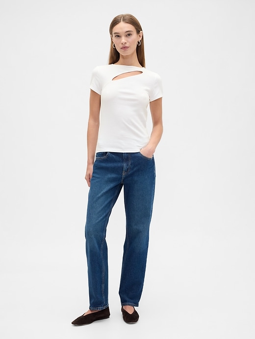Image number 3 showing, Ribbed Crewneck Cutout Top