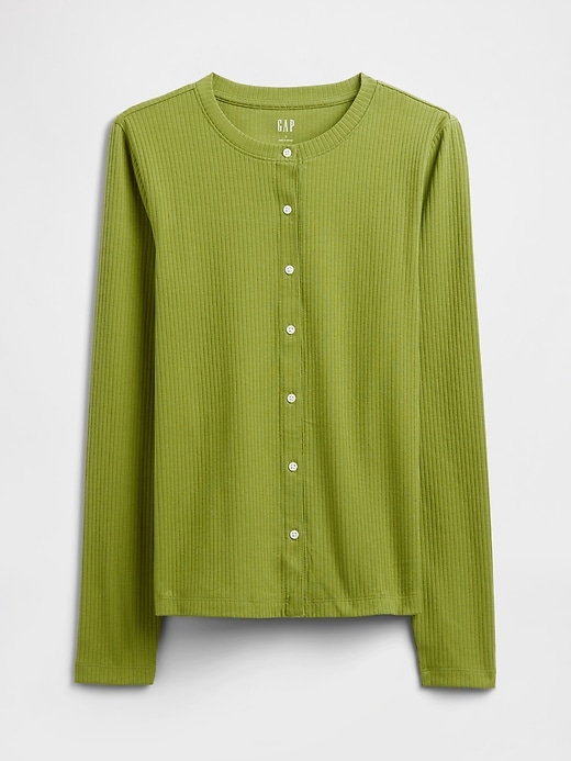 Image number 5 showing, Ribbed Button-Up Top