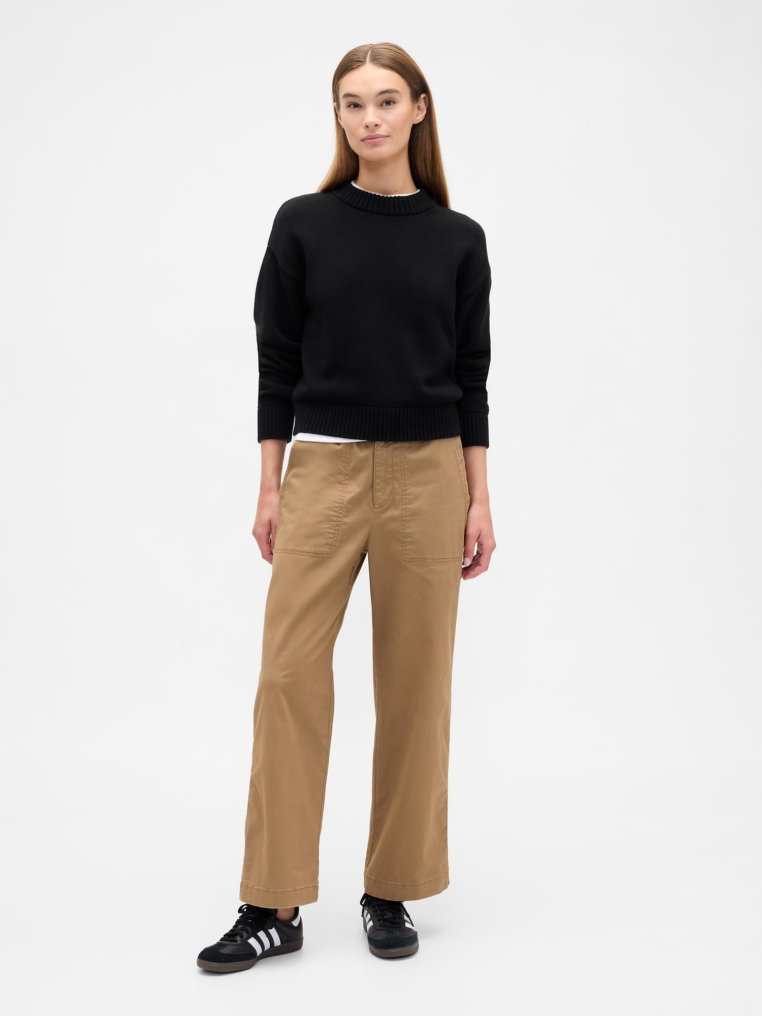 High Rise Easy Wide-Leg Khakis - Ermine