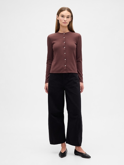 Image number 3 showing, Ribbed Button-Up Top