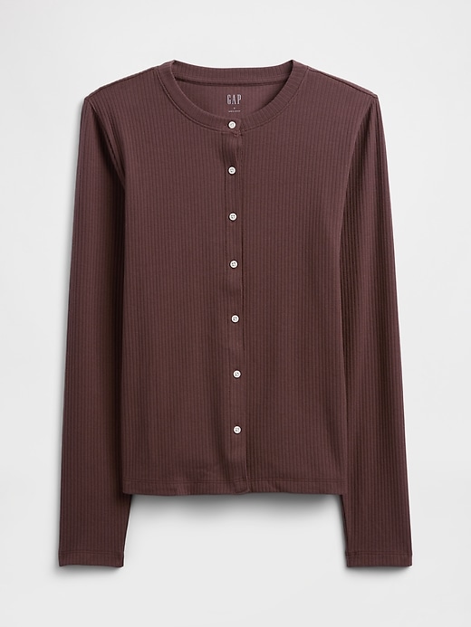 Image number 5 showing, Ribbed Button-Up Top