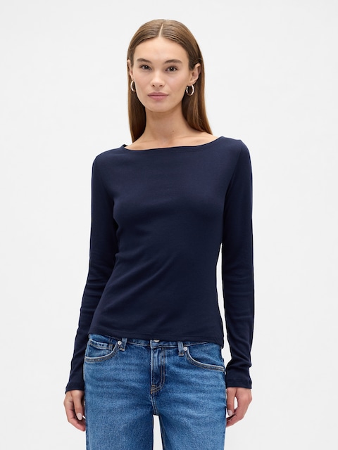 Modern Ribbed Boatneck T-Shirt