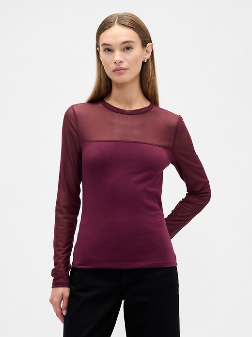 Image number 1 showing, Stretch Jersey Mesh Top