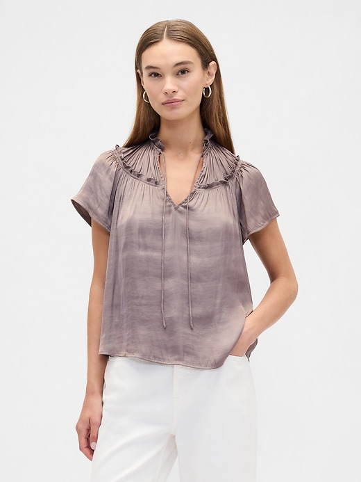 Image number 1 showing, 100% Recycled Relaxed Splitneck Top
