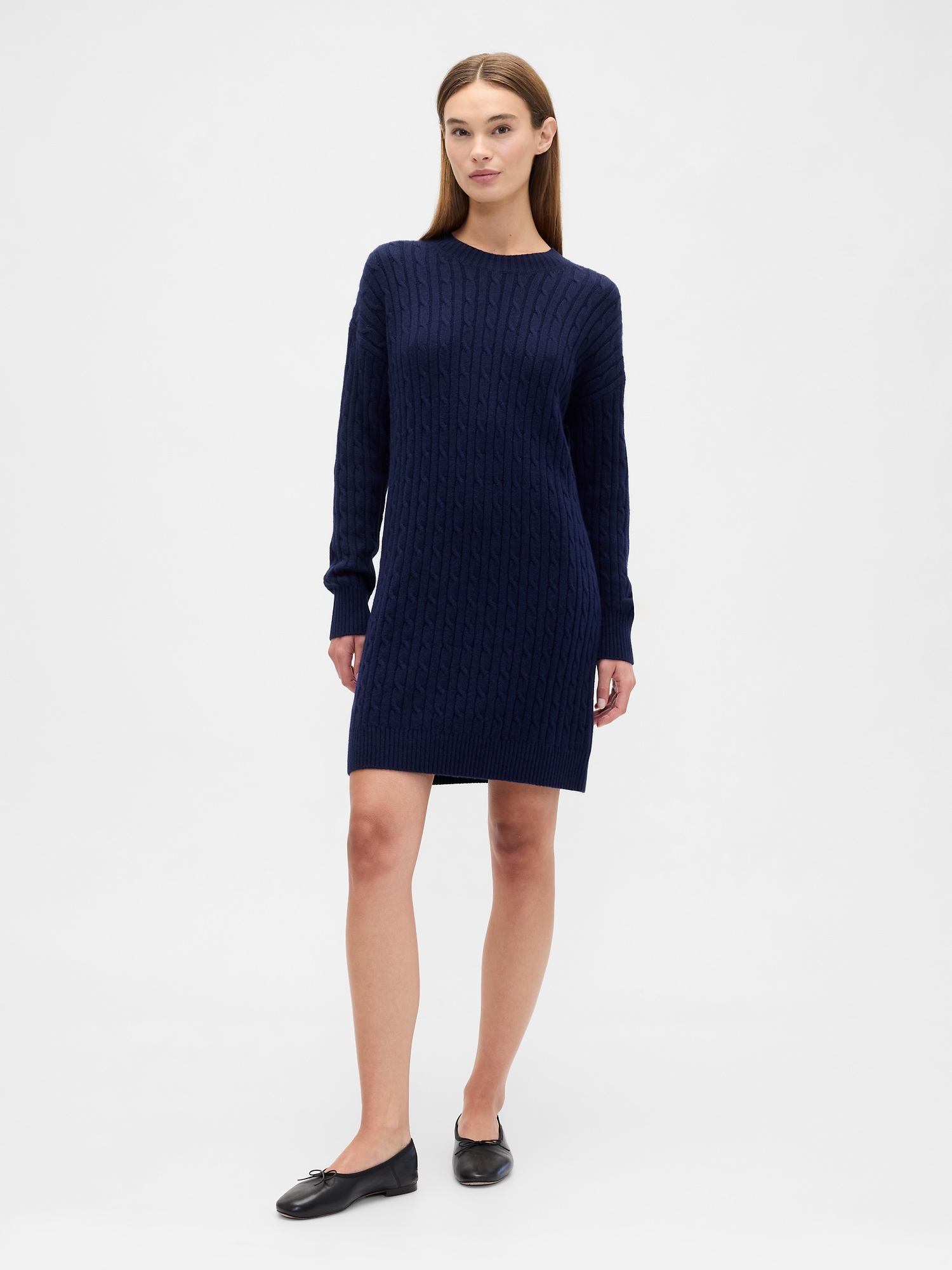 CashSoft Relaxed Crewneck Sweater Mini Dress - Navy Uniform