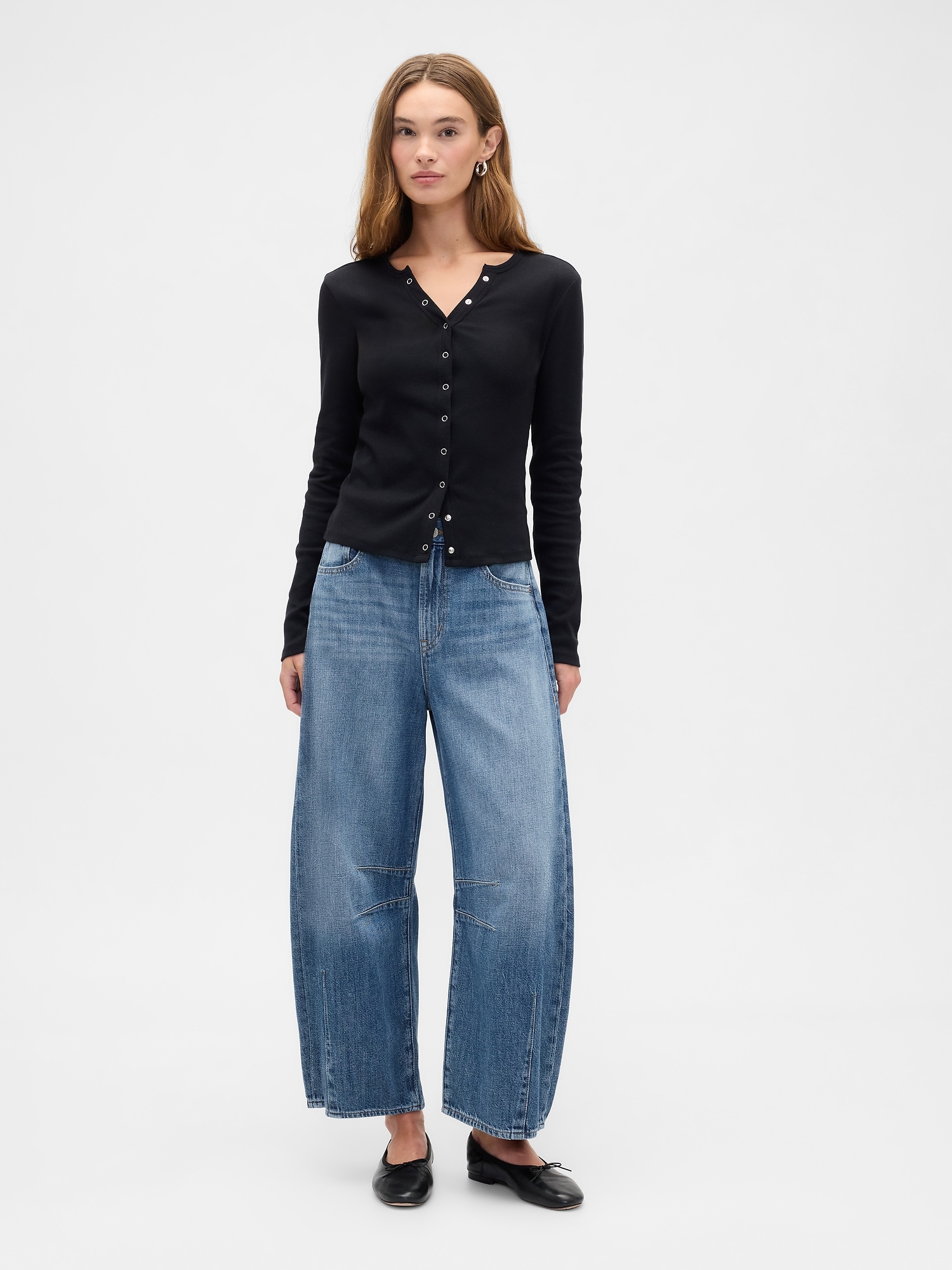 High Rise Horseshoe Crop Jeans - Dark Wash