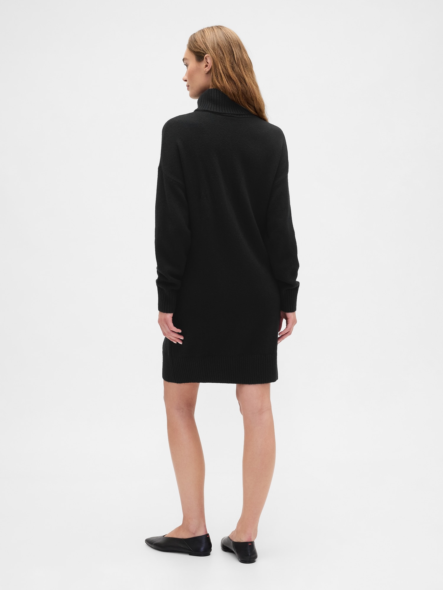 Gap Factory Cashsoft Relaxed Turtleneck Sweater Mini Dress In Black