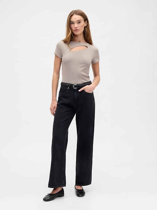 Image number 3 showing, Ribbed Crewneck Cutout Top