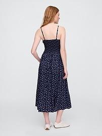 Smocked Dip-Waist Midi Dress
