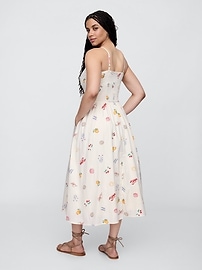 Smocked Dip-Waist Midi Dress