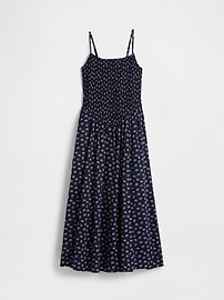 Smocked Dip-Waist Midi Dress