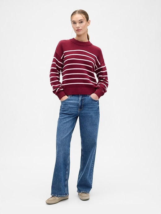 Image number 3 showing, Relaxed Stripe Cropped Sweater