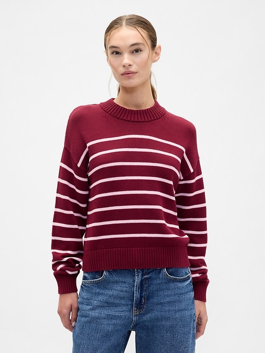 Image number 1 showing, Relaxed Stripe Cropped Sweater