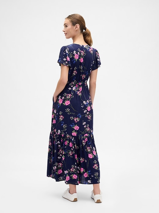 Image number 2 showing, Ruched V-Neck Maxi Dress