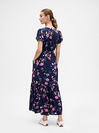 Ruched V-Neck Maxi Dress