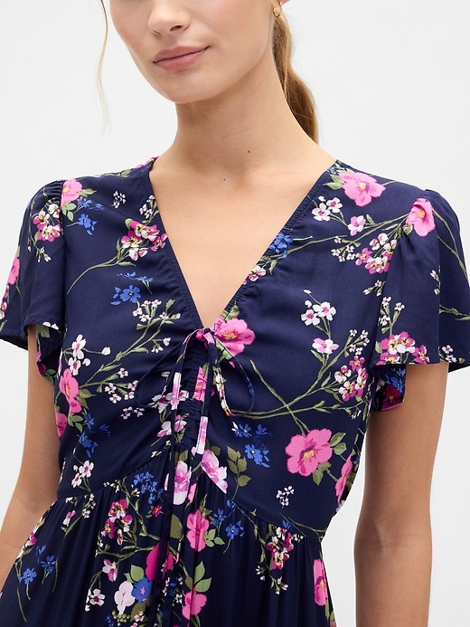 Image number 3 showing, Ruched V-Neck Maxi Dress