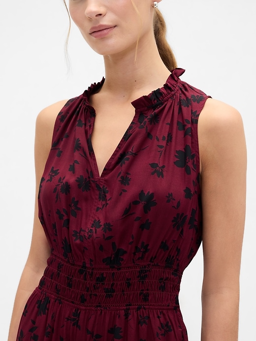 Image number 3 showing, Smocked Wide-Leg V-Neck Jumpsuit