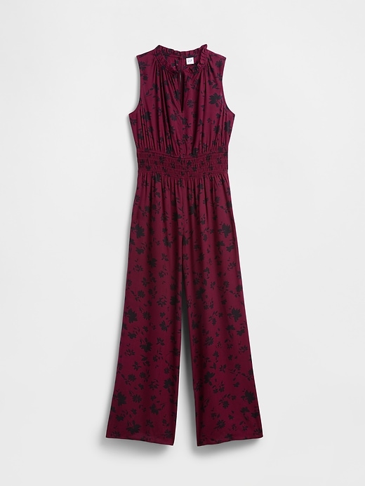 Image number 6 showing, Smocked Wide-Leg V-Neck Jumpsuit