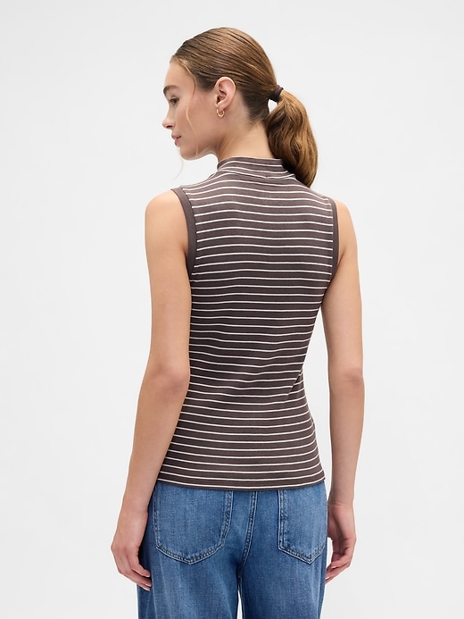 Image number 2 showing, Modern Ribbed Stripe Mockneck Tank Top