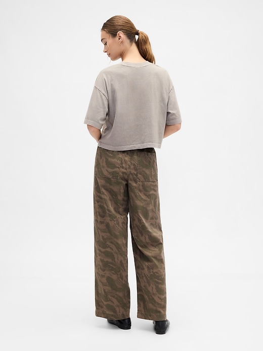 Image number 4 showing, High Rise Pull-On Print Wide-Leg Jeans