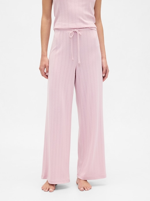 Image number 3 showing, Relaxed Pointelle Wide-Leg PJ Pants