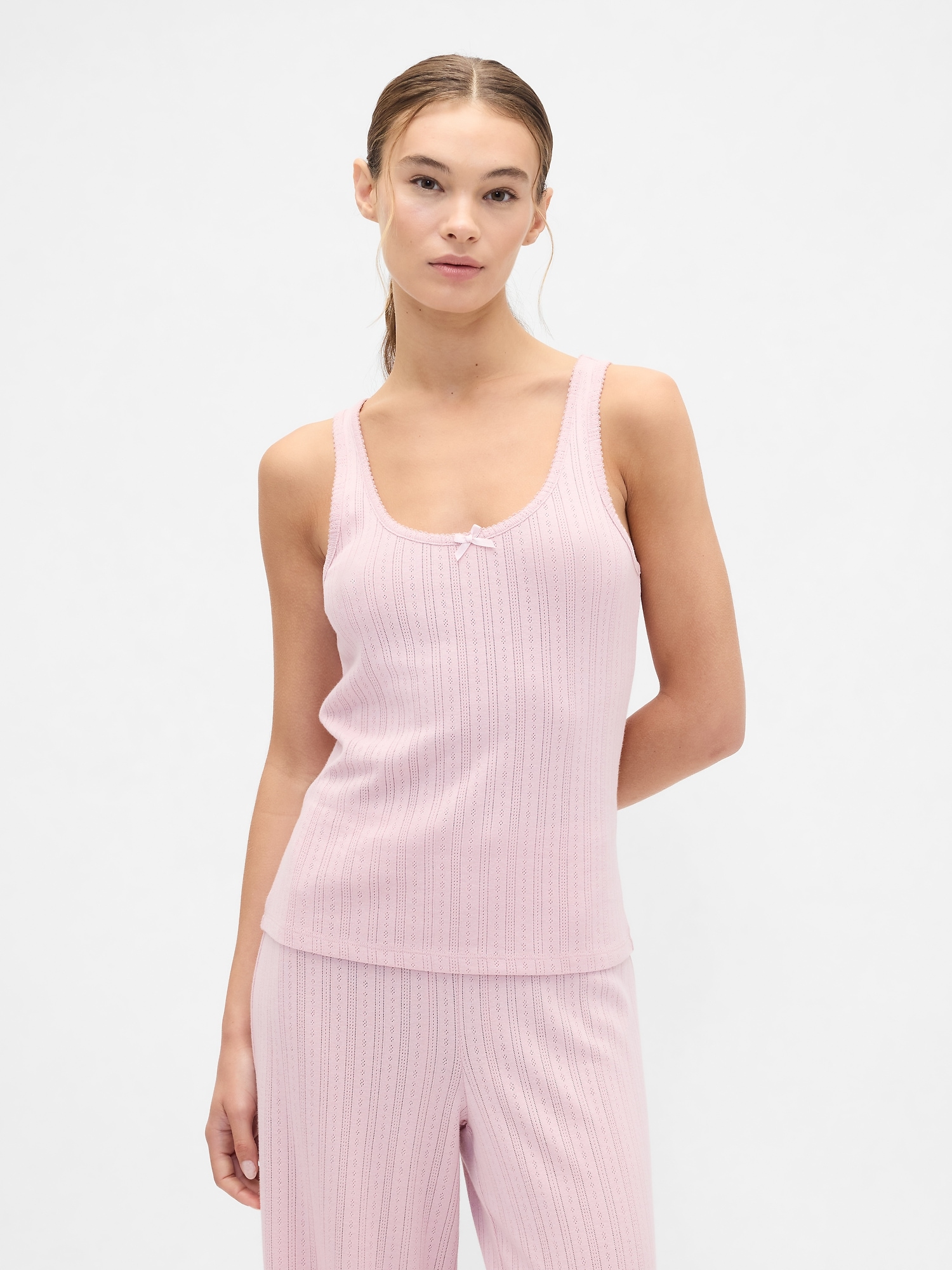 Pointelle Scoopneck PJ Tank Top - Primitive Pink