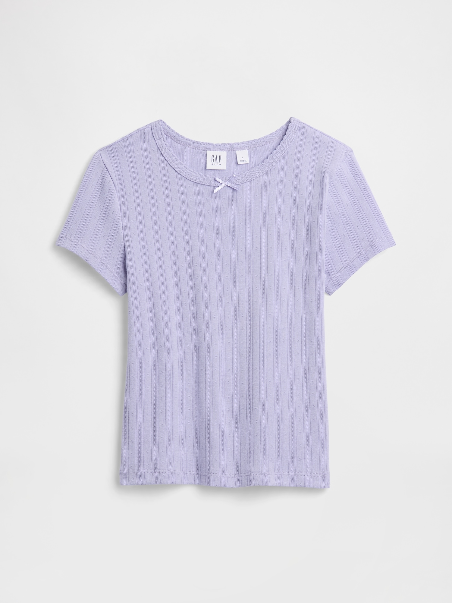 Kids Ribbed Pointelle T-Shirt - Purple Orchid