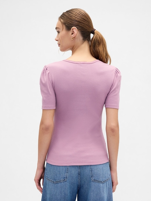 Image number 2 showing, Ribbed Scoopneck Puff Sleeve Top