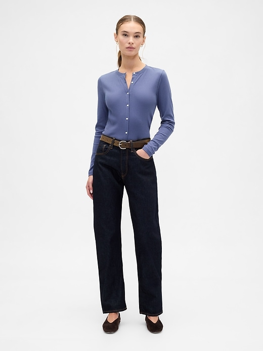 Image number 3 showing, Ribbed Button-Up Top
