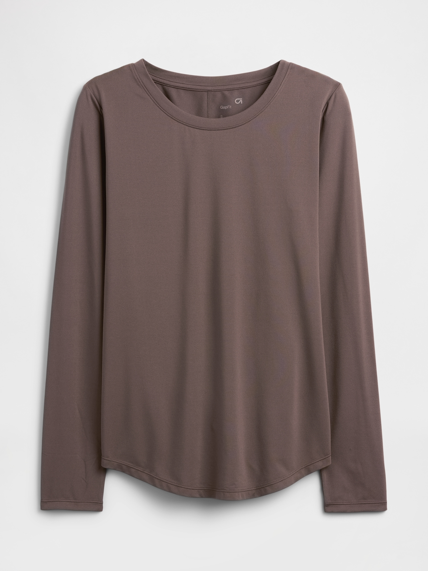 Gap Factory Gapfit Brushed Jersey Curved-hem T-shirt In Brown