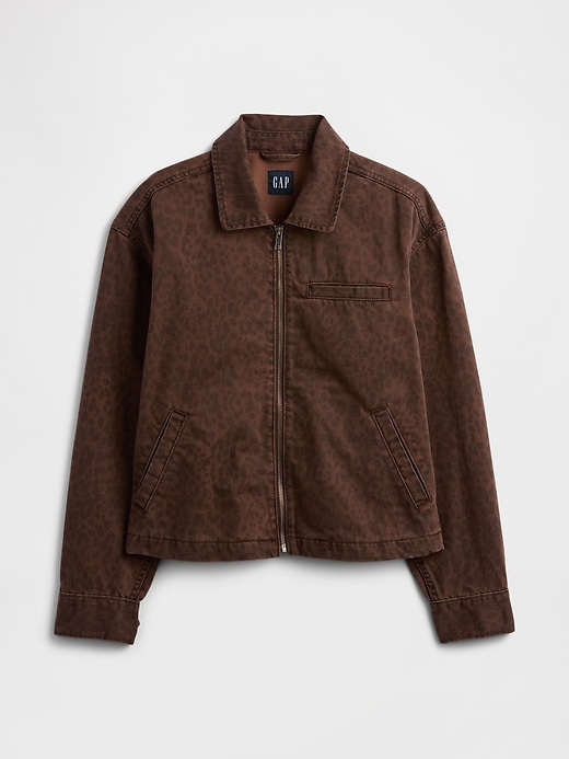 Image number 5 showing, Cropped Print Denim Chore Jacket