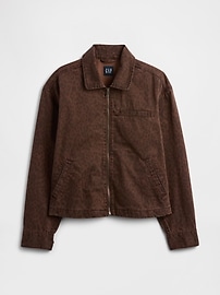 Cropped Print Denim Chore Jacket